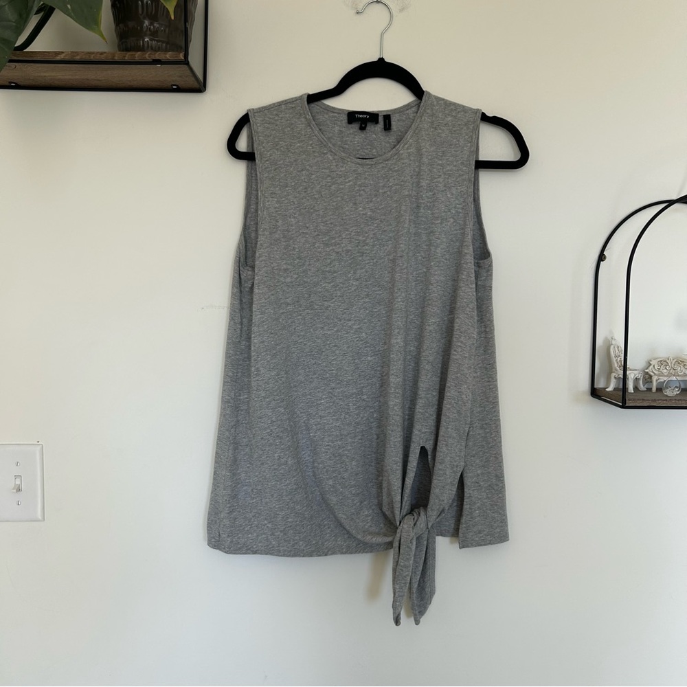 Theory Gray Knot Side Tunic Tank Top Pima Cotton Modal Size Medium